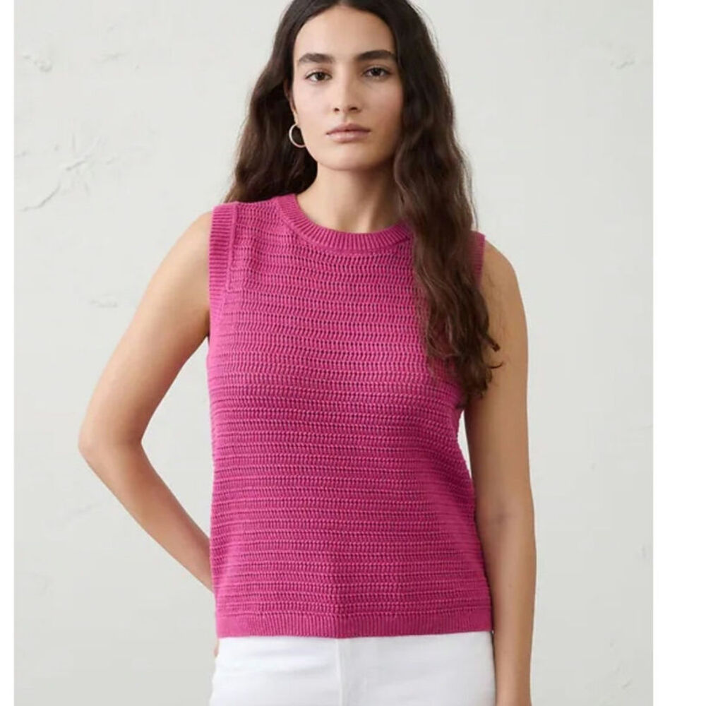 100% Cotton Banana Republic Hot Pink/Magenta Textured Sweater Vest Barbiecore